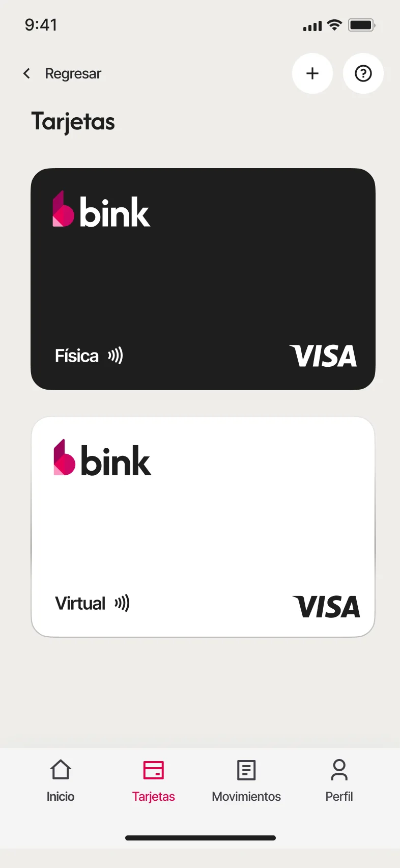 Tarjetas física y virtual